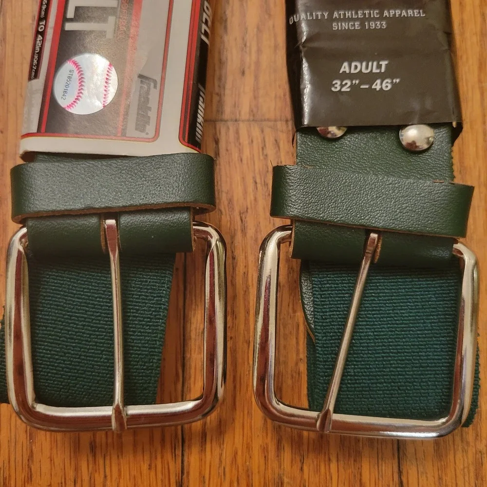 Franklin Alleson Adult Baseball Belts Green 2 pc Adjustable Elastic Sport Game